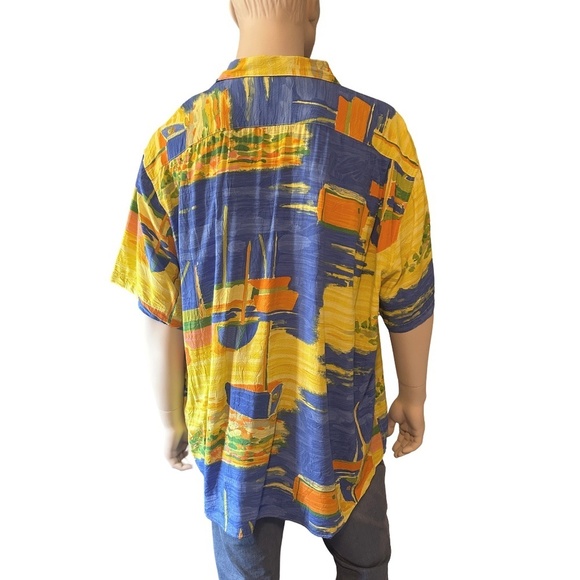 Jams World 100% Rayon Hawaiian Shirt Top Casual Tiki  Full Button Front Colorful - Picture 8 of 16